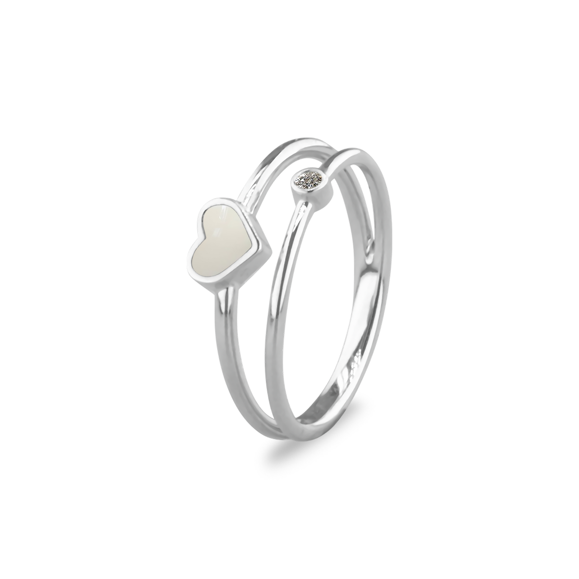 Double Band Heart Birthstone Ring