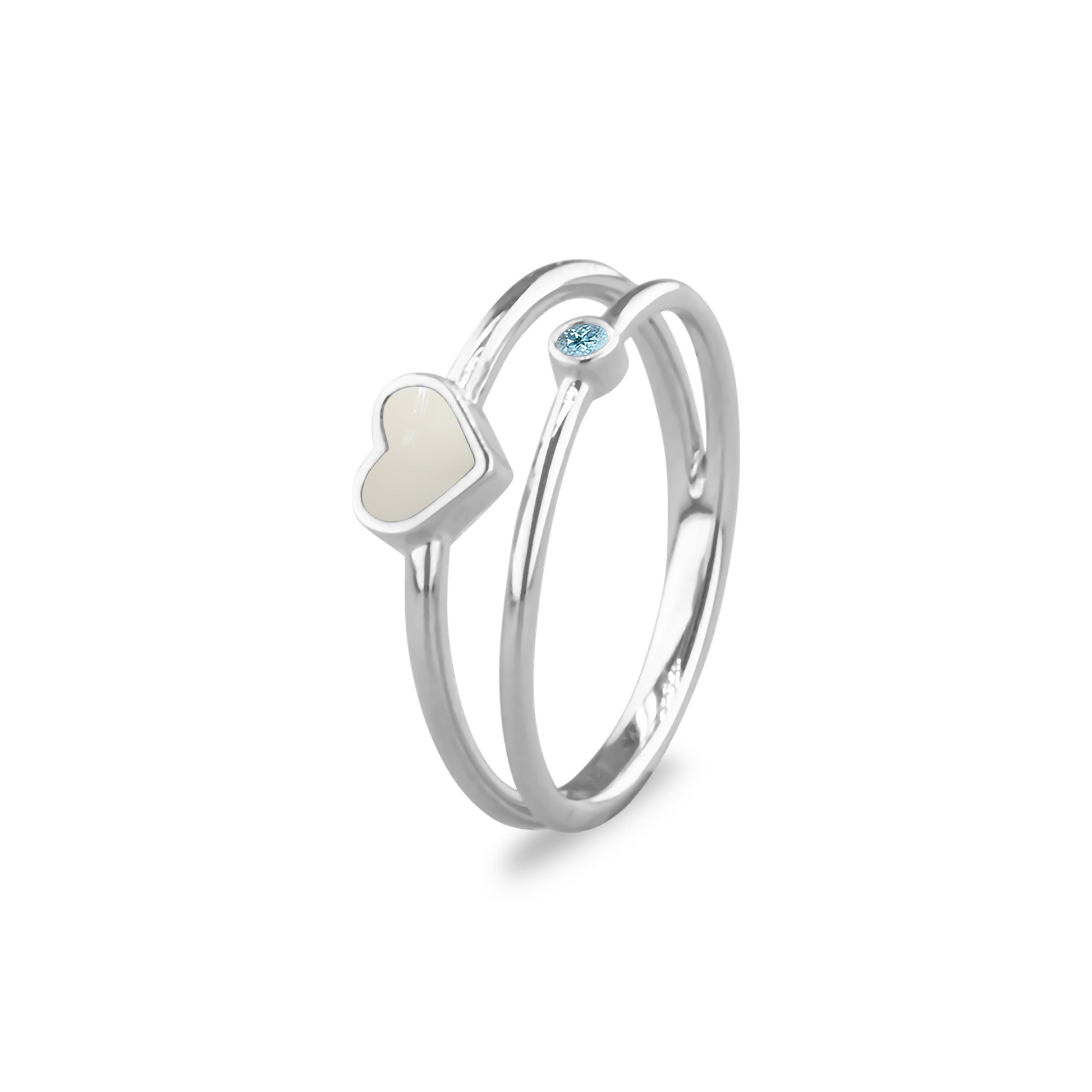 Double Band Heart Birthstone Ring