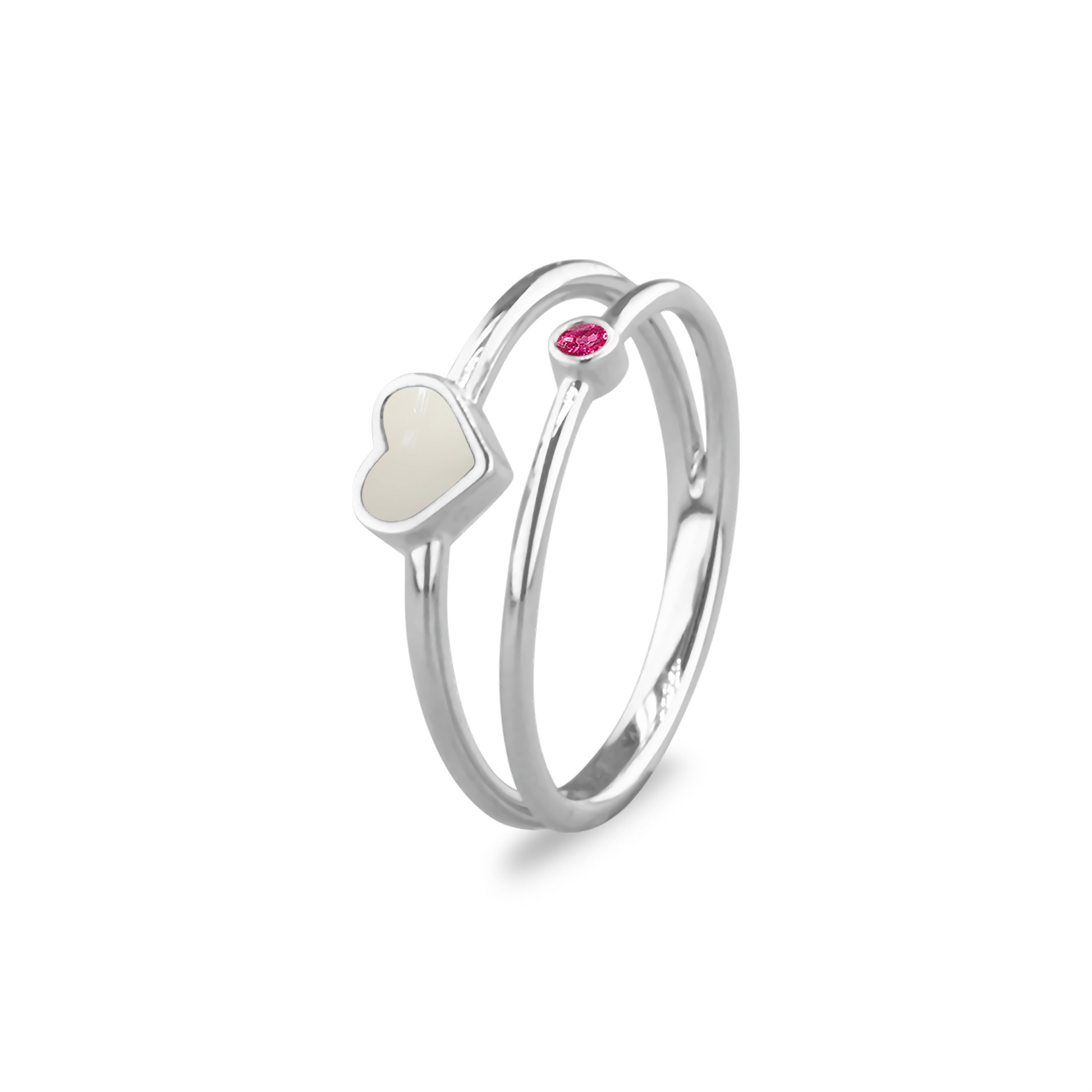 Double Band Heart Birthstone Ring