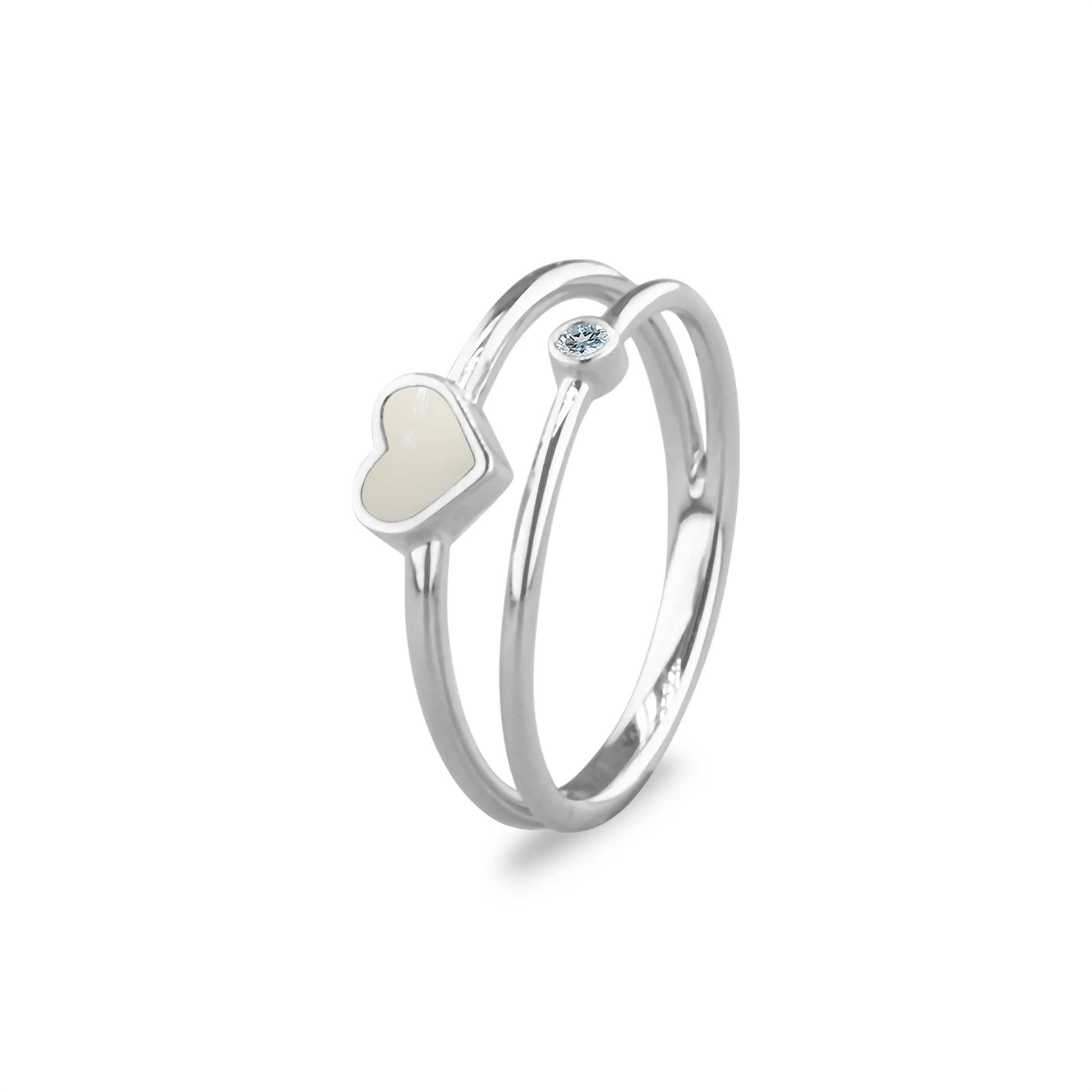 Double Band Heart Birthstone Ring