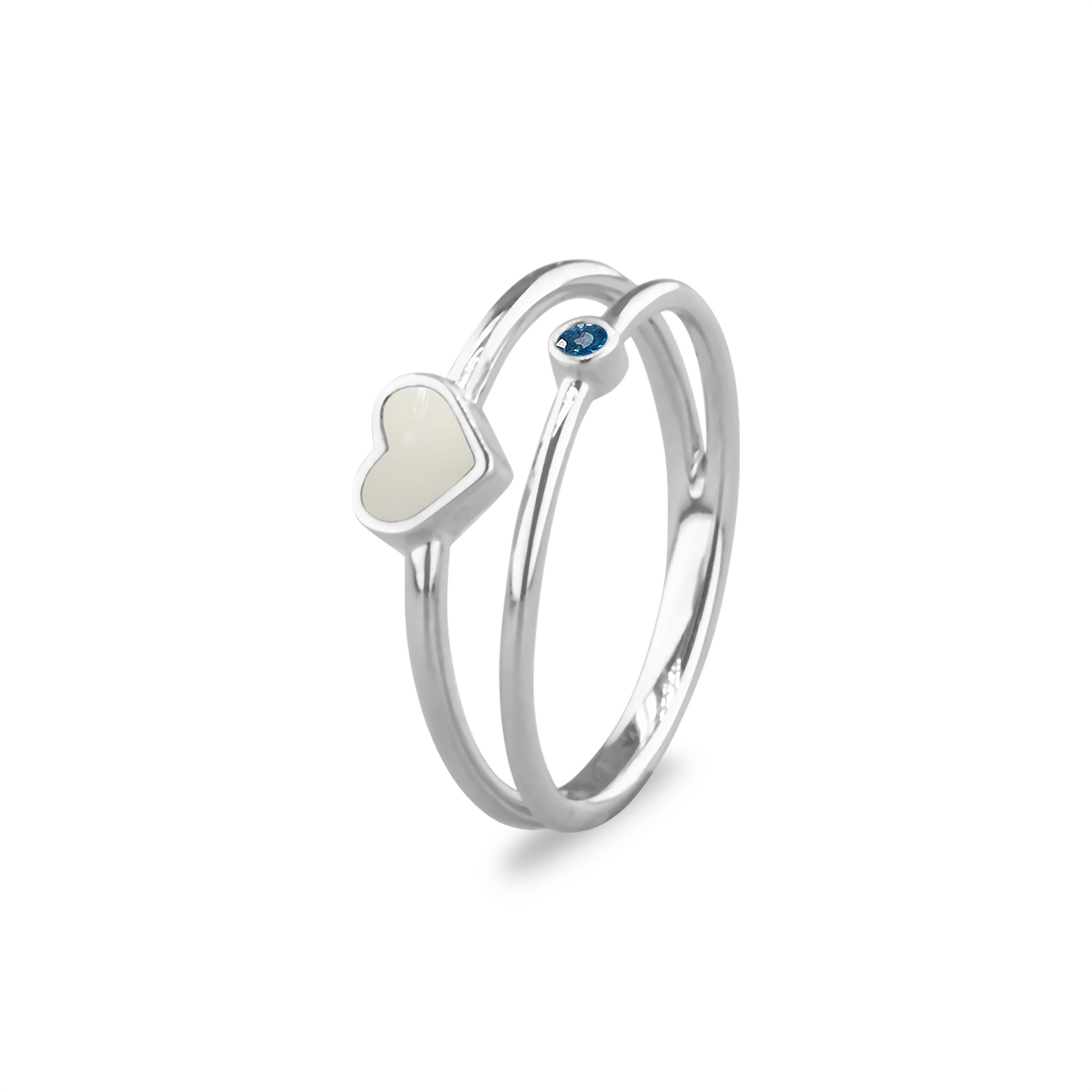 Double Band Heart Birthstone Ring