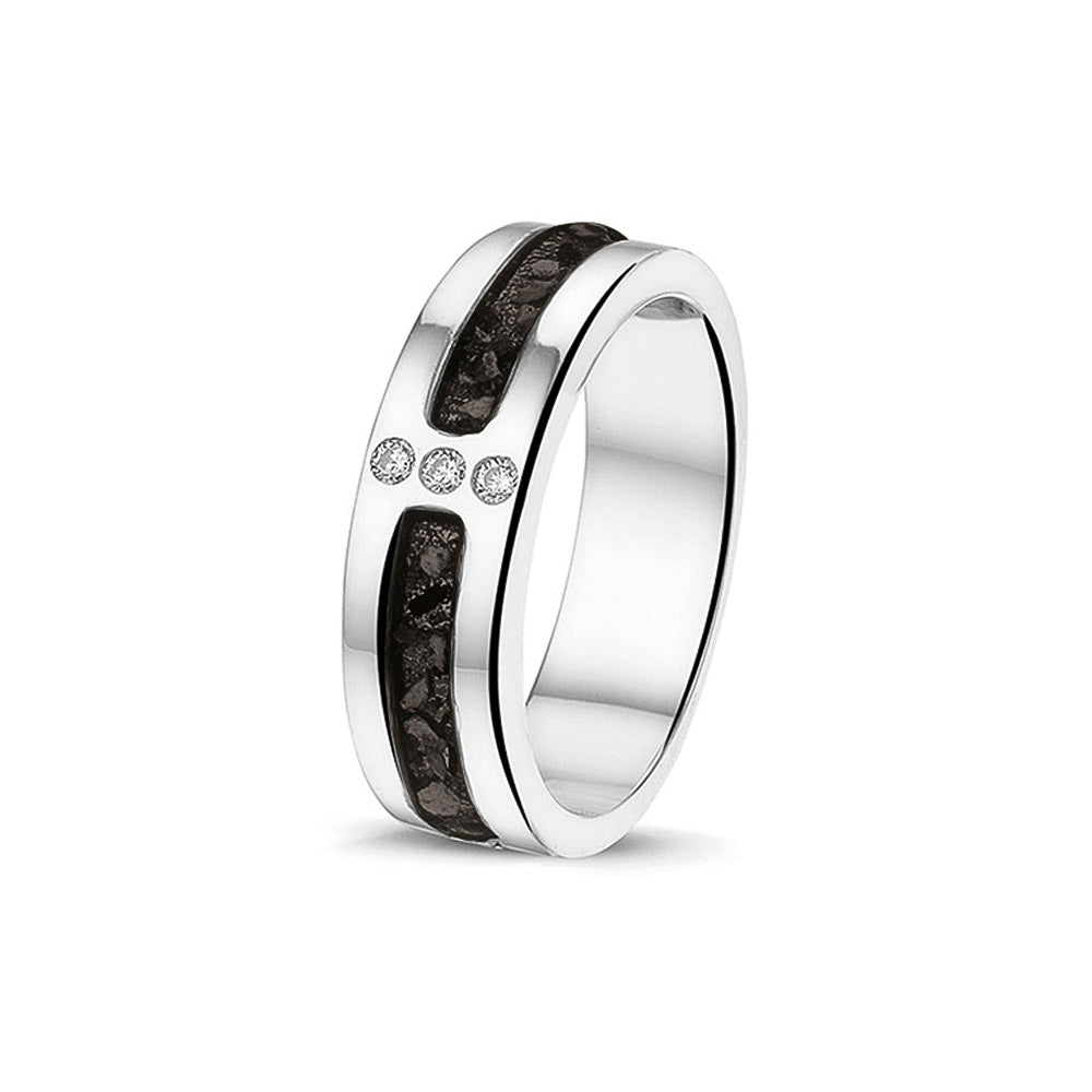 Double Groove 3 Gem Ring