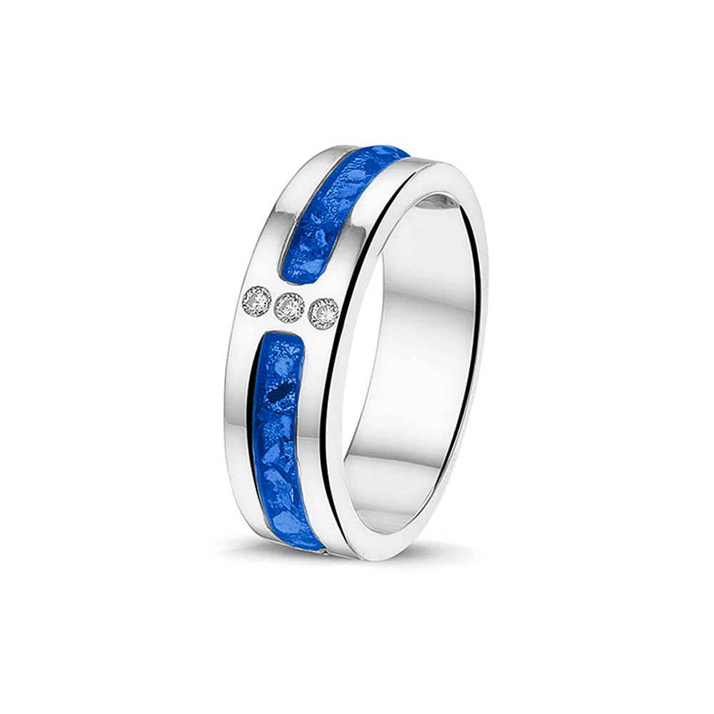Double Groove 3 Gem Ring