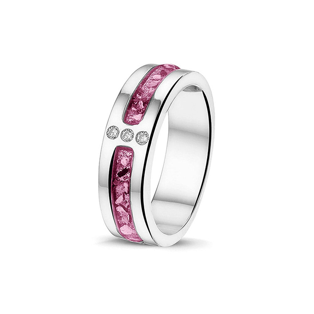 Double Groove 3 Gem Ring