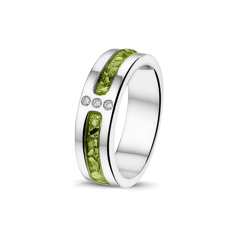 Double Groove 3 Gem Ring