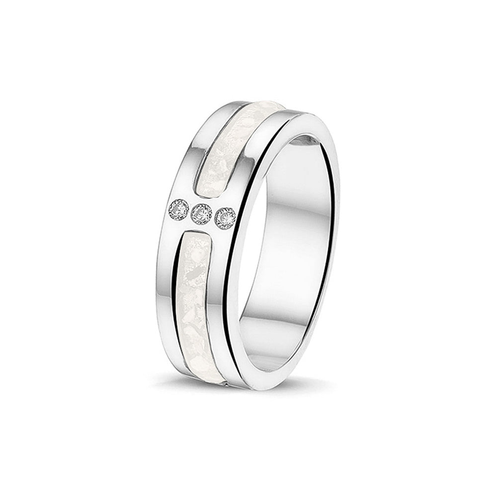 Double Groove 3 Gem Ring