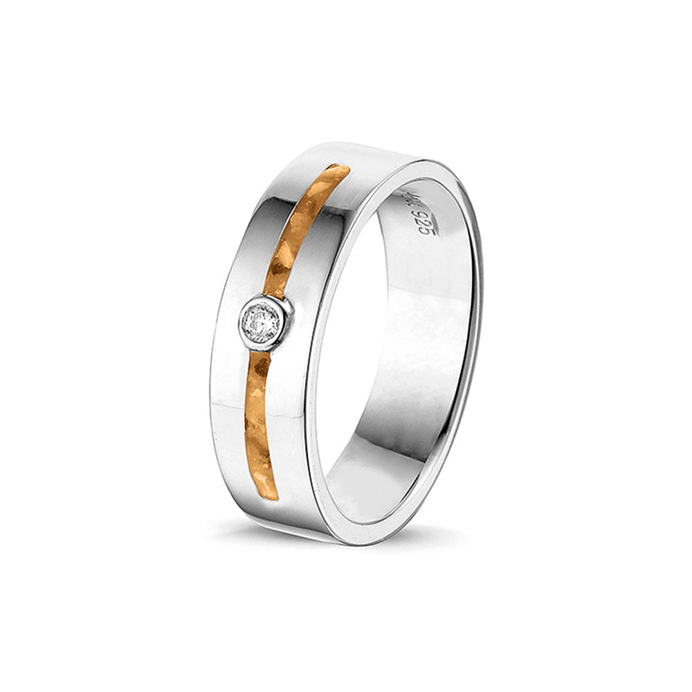 Double Groove Gem Ring