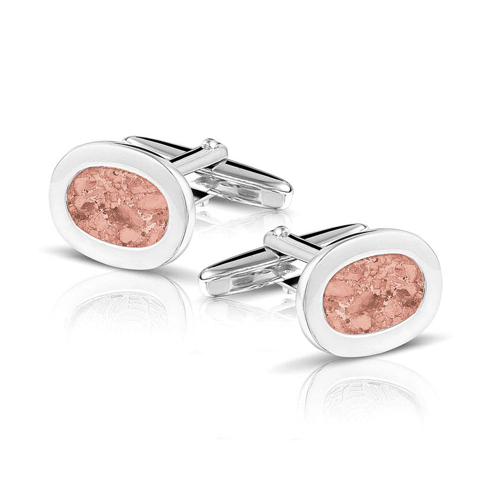 Oval Cufflinks in Blush - Silver memorial jewellery