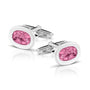 Oval Cufflinks in Fluo Pink - Silver memorial jewellery