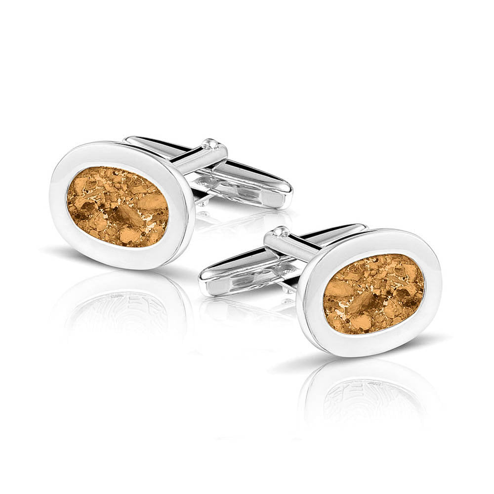 Oval Cufflinks in Gold - Silver memorial jewellery