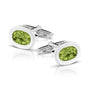 Oval Cufflinks in Green - Silver memorial jewellery