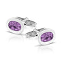 Oval Cufflinks in Purple - Silver memorial jewellery