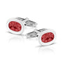 Oval Cufflinks in Red - Silver memorial jewellery