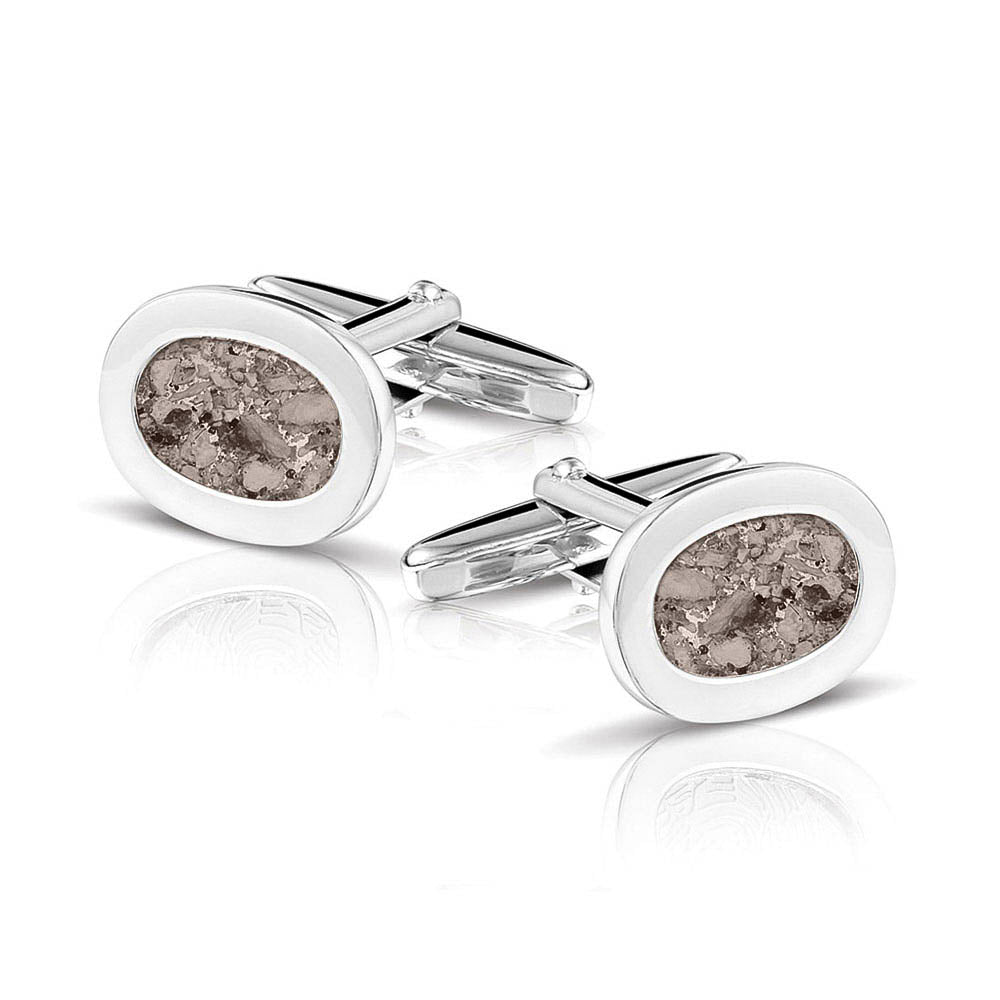 Oval Cufflinks in Silver - Silver memorial jewellery