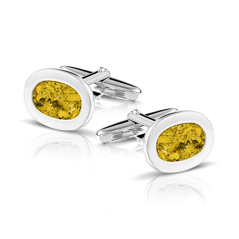 Oval Cufflinks in Yellow - Silver memorial jewellery