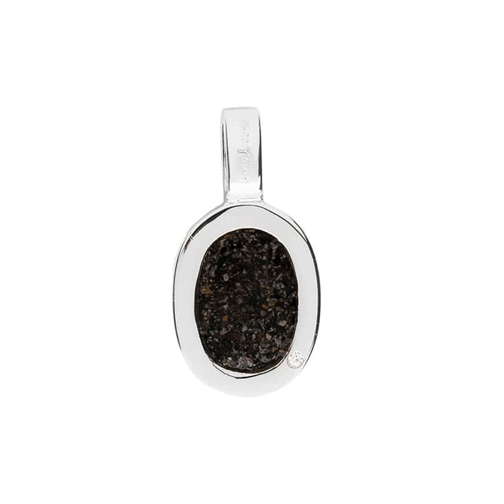 Plain Oval Pendant in Black - Silver memorial jewellery