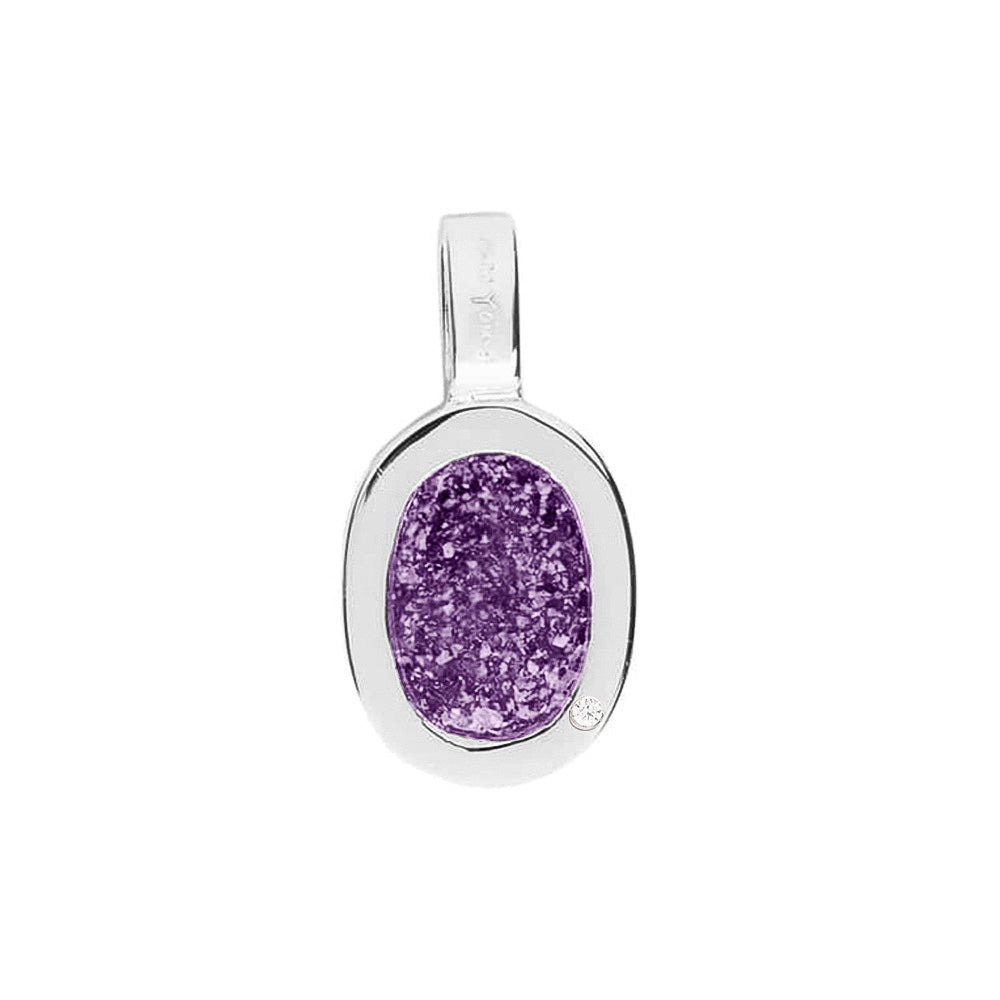 Plain Oval Pendant in Purple - Silver memorial jewellery