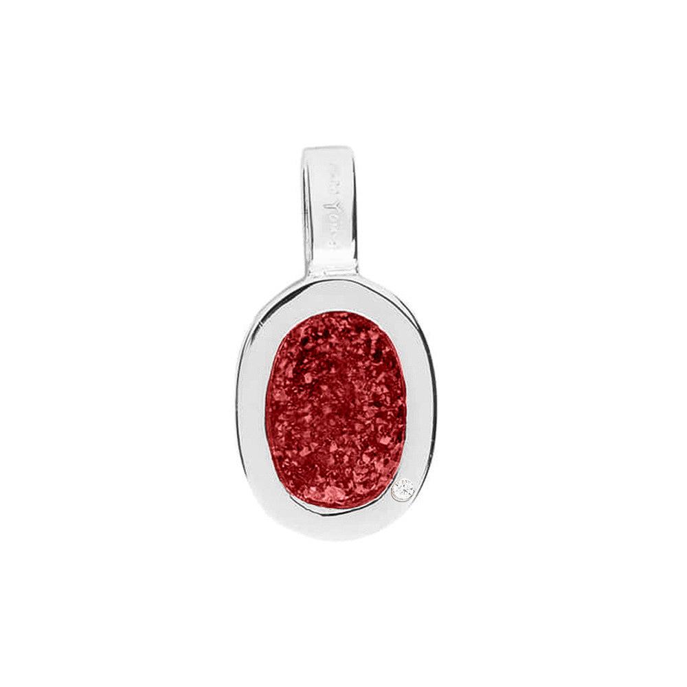 Plain Oval Pendant in Red - Silver memorial jewellery