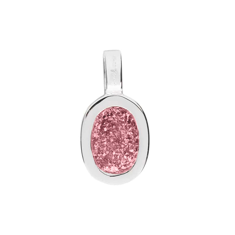 Plain Oval Pendant in Soft Pink - Silver memorial jewellery
