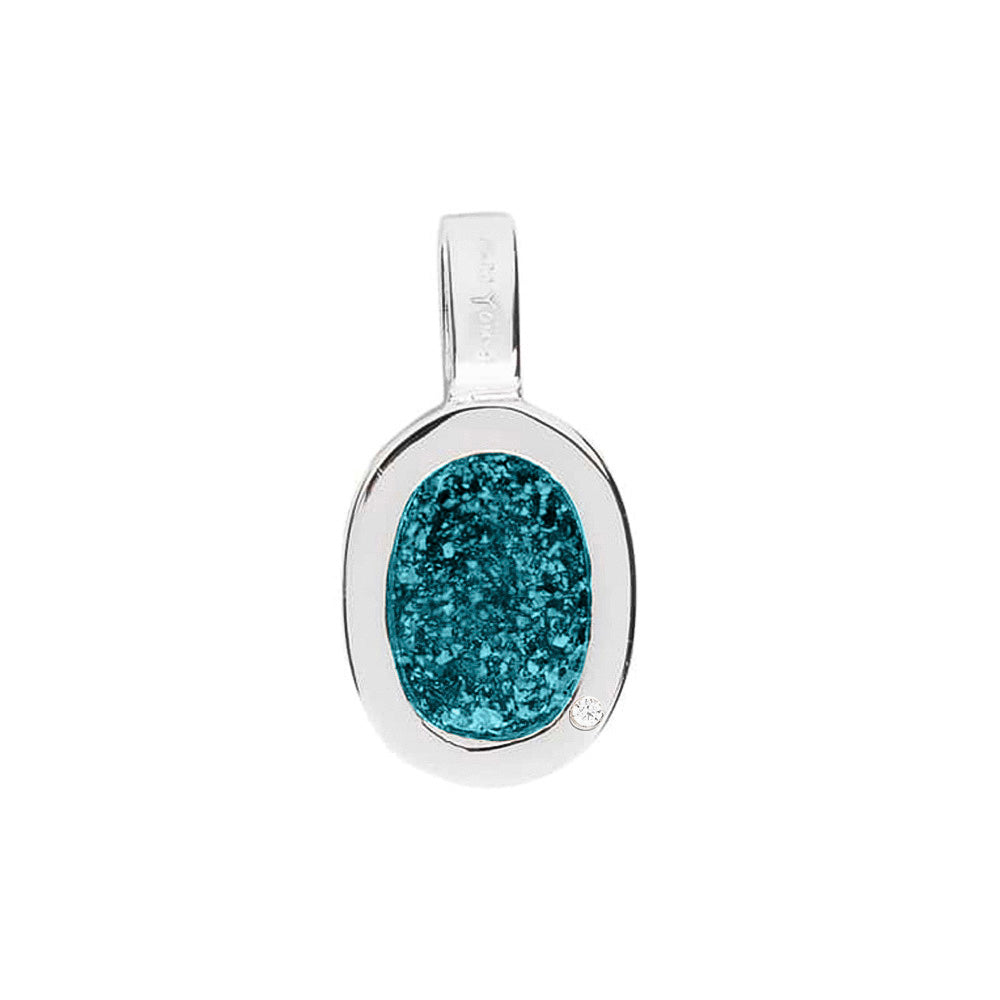 Plain Oval Pendant in Turquoise - Silver memorial jewellery