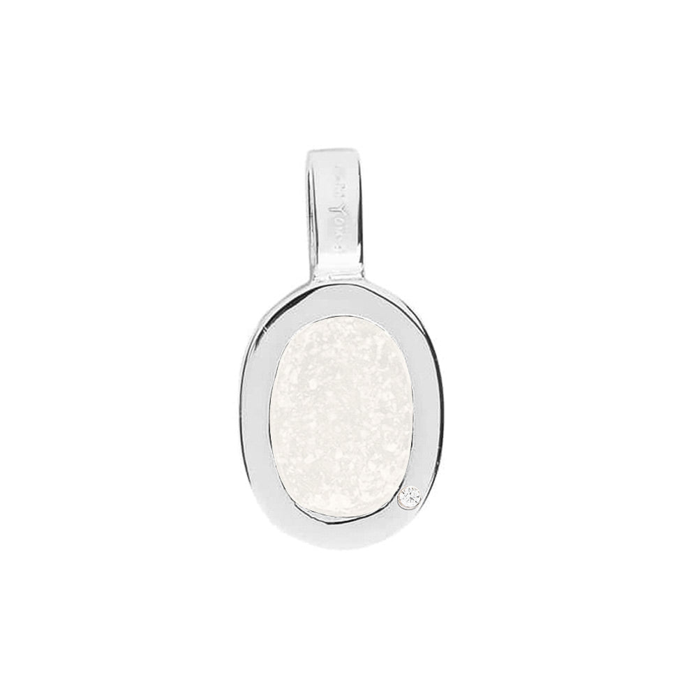 Plain Oval Pendant in White - Silver memorial jewellery