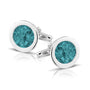 Round Cufflinks in Aqua - Silver memorial jewellery