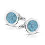 Round Cufflinks in Baby Blue - Silver memorial jewellery