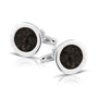 Round Cufflinks in Black - Silver memorial jewellery
