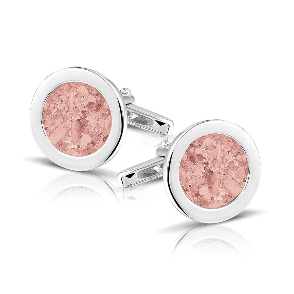 Round Cufflinks in Blush - Silver memorial jewellery