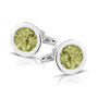 Round Cufflinks in Olive - Silver memorial jewellery
