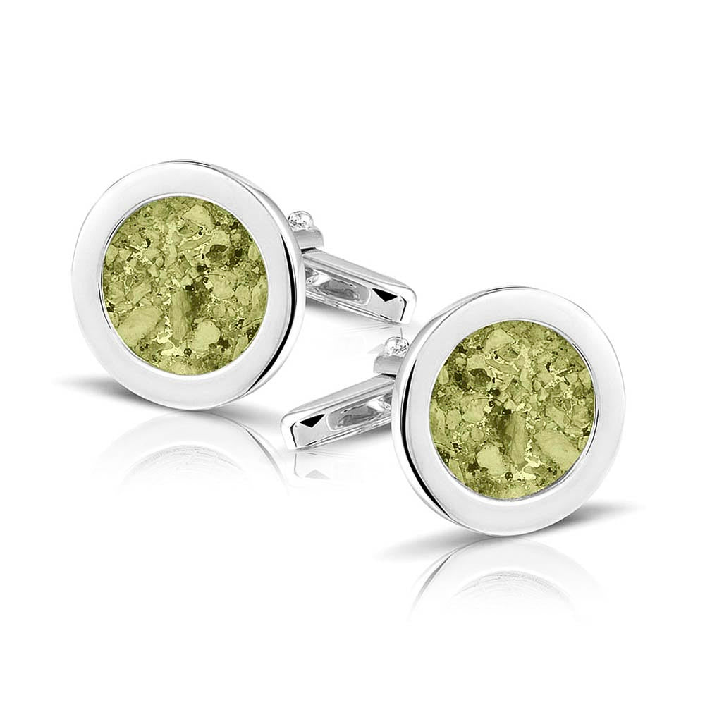 Round Cufflinks in Olive - Silver memorial jewellery
