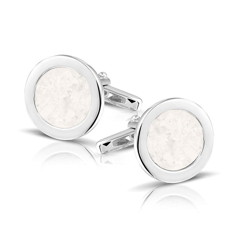 Round Cufflinks in White - Silver memorial jewellery