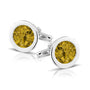 Round Cufflinks in Yellow - Silver memorial jewellery