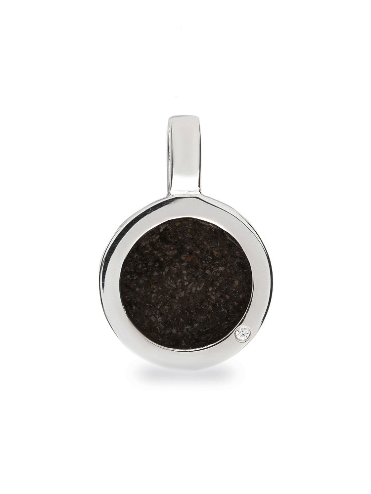 Plain Round Pendant in Black - Silver memorial jewellery