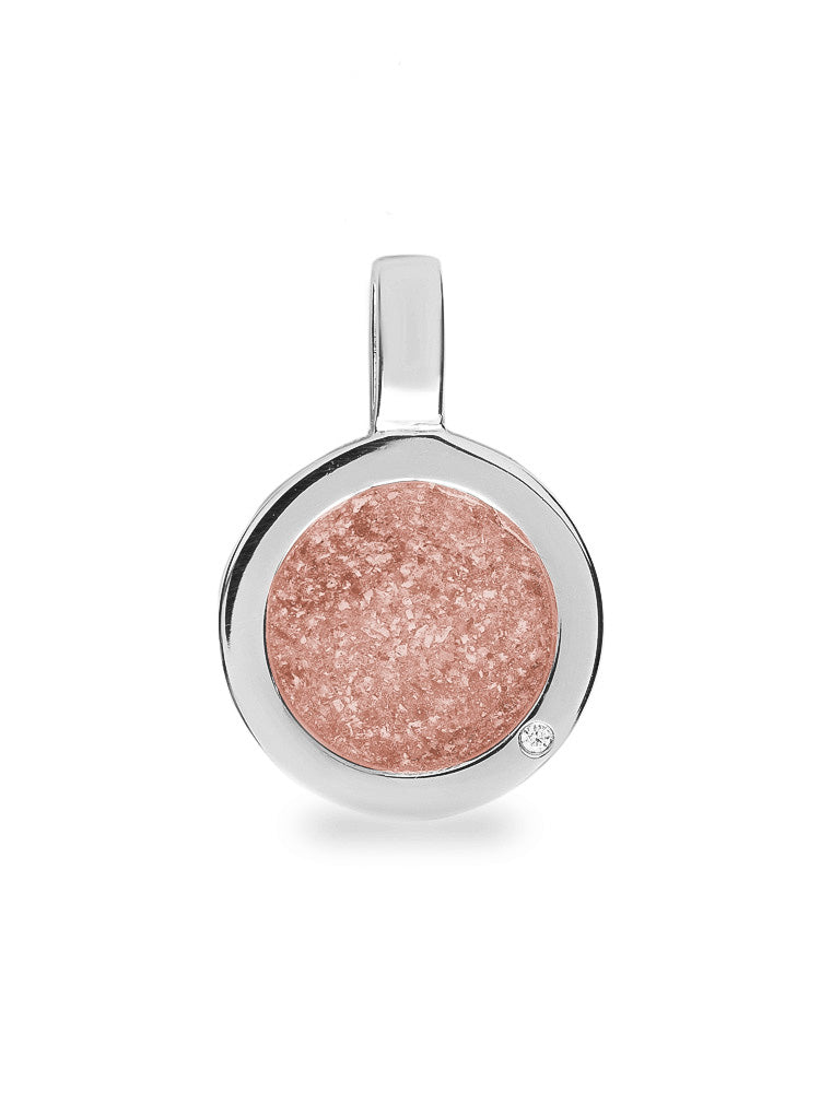 Plain Round Pendant in Blush - Silver memorial jewellery