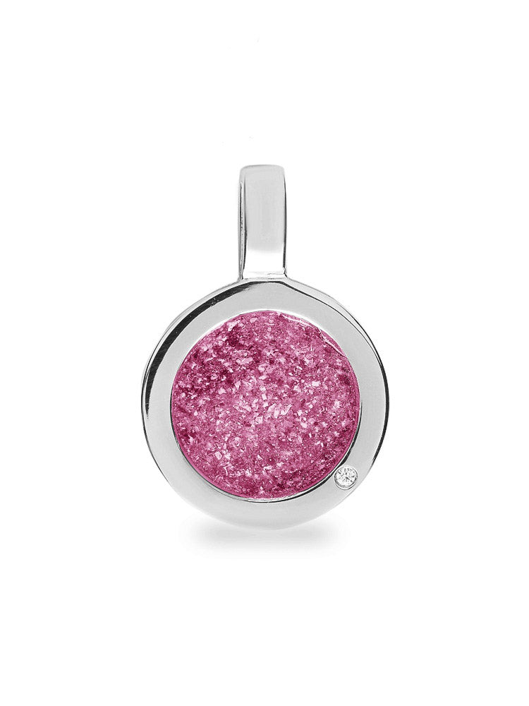 Plain Round Pendant in Fluo Pink - Silver memorial jewellery