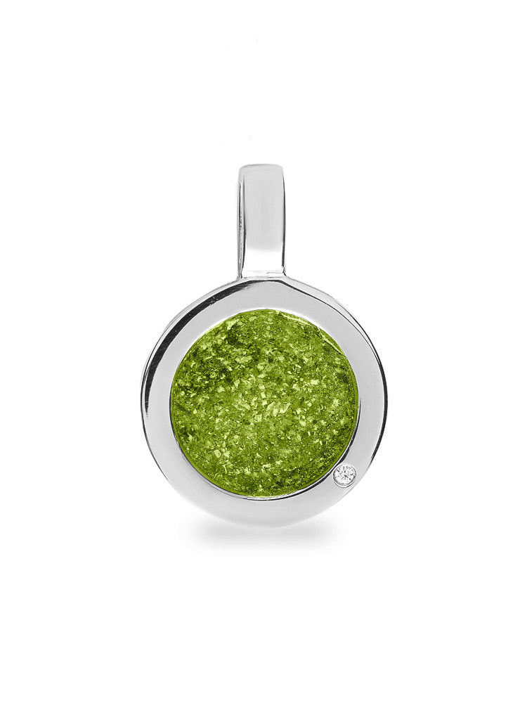 Plain Round Pendant in Green - Silver memorial jewellery