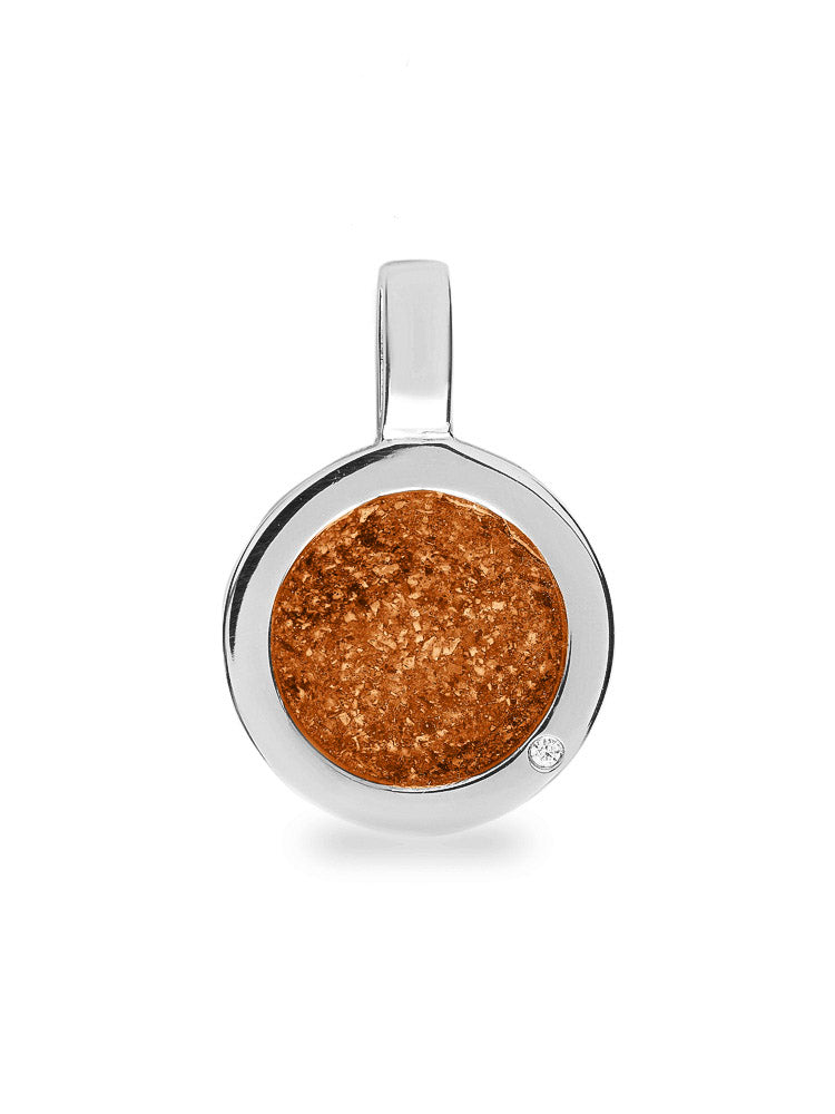 Plain Round Pendant in Orange - Silver memorial jewellery