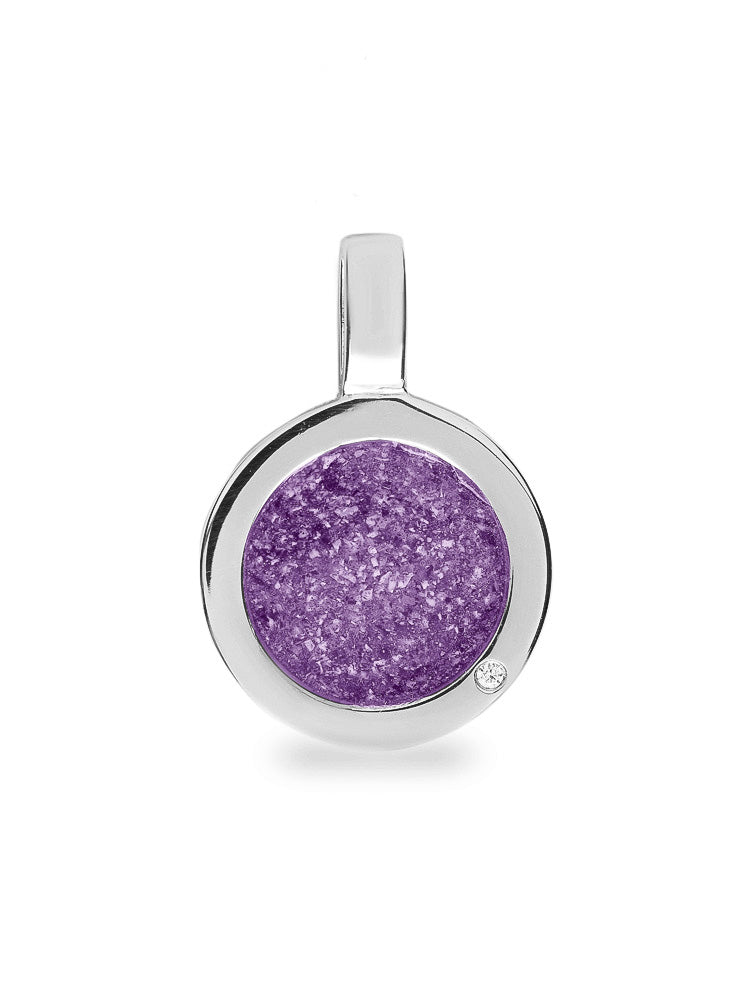 Plain Round Pendant in Purple - Silver memorial jewellery