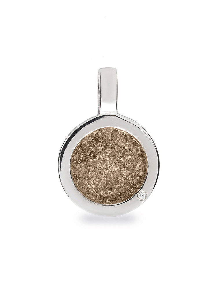 Plain Round Pendant in Transparent - Silver memorial jewellery