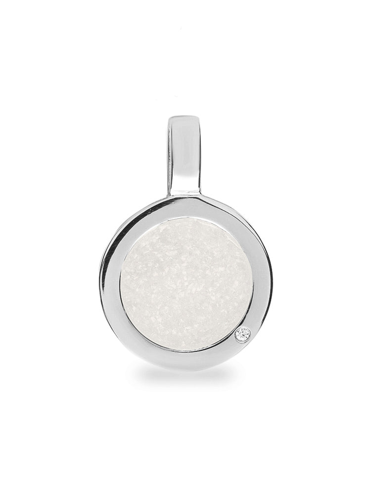 Plain Round Pendant in White - Silver memorial jewellery