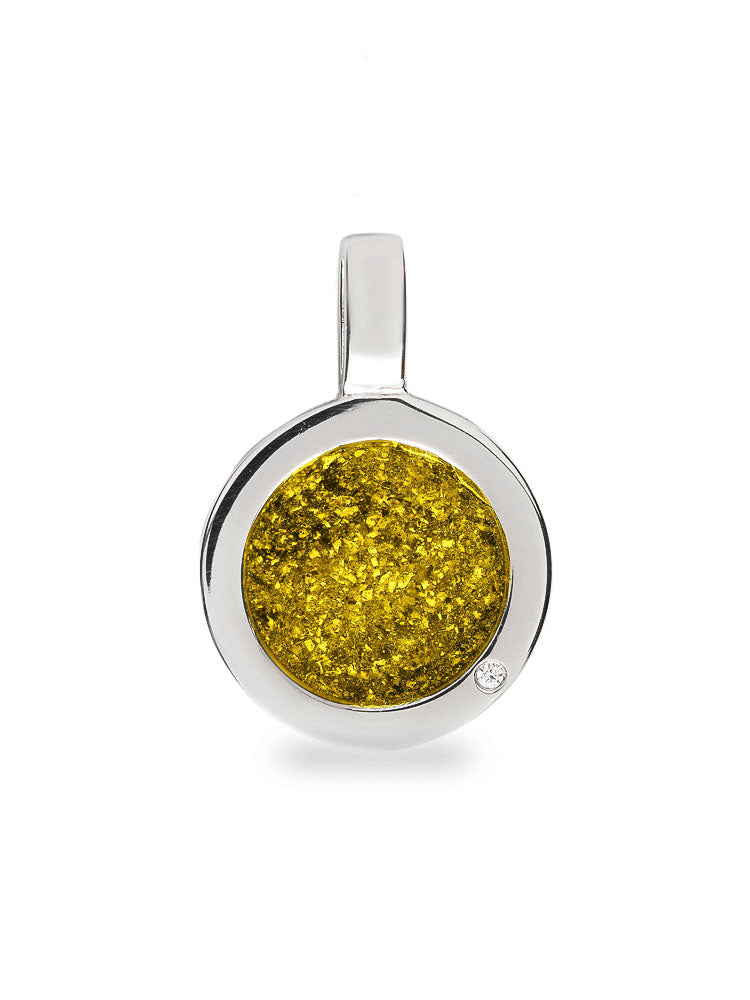 Plain Round Pendant in Yellow - Silver memorial jewellery