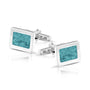 Rectangular Cufflinks in Aqua - Silver memorial jewellery