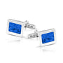 Rectangular Cufflinks in Blue - Silver memorial jewellery