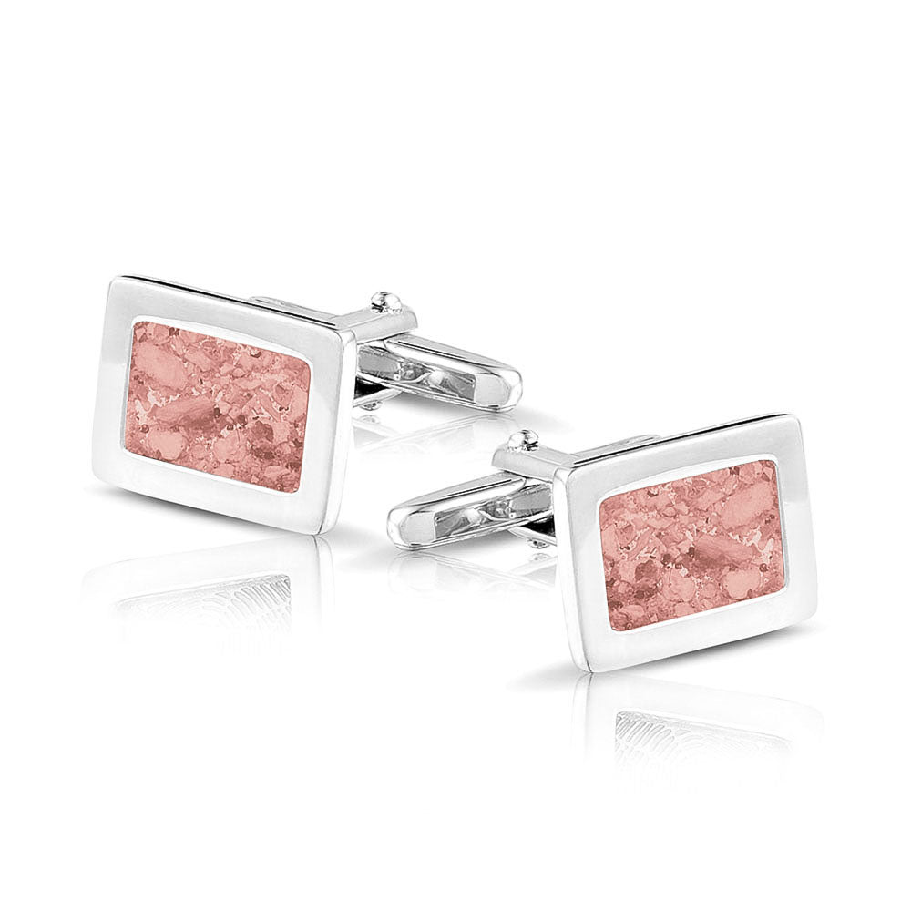 Rectangular Cufflinks in Blush - Silver memorial jewellery