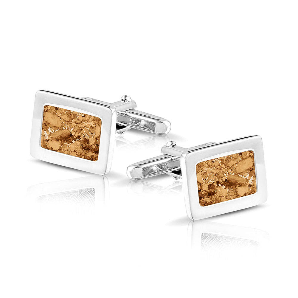 Rectangular Cufflinks in Gold - Silver memorial jewellery