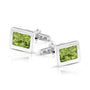 Rectangular Cufflinks in Green - Silver memorial jewellery