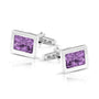 Rectangular Cufflinks in Purple - Silver memorial jewellery