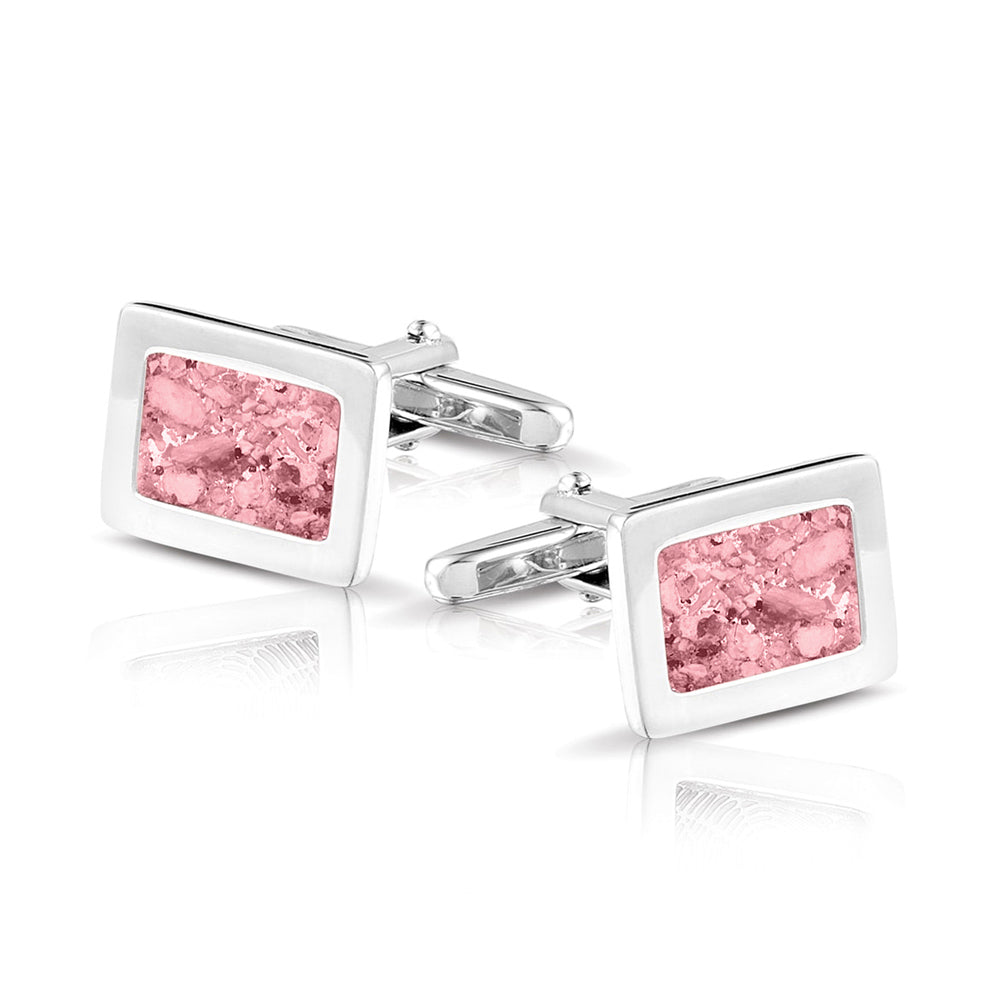 Rectangular Cufflinks in Soft Pink - Silver memorial jewellery
