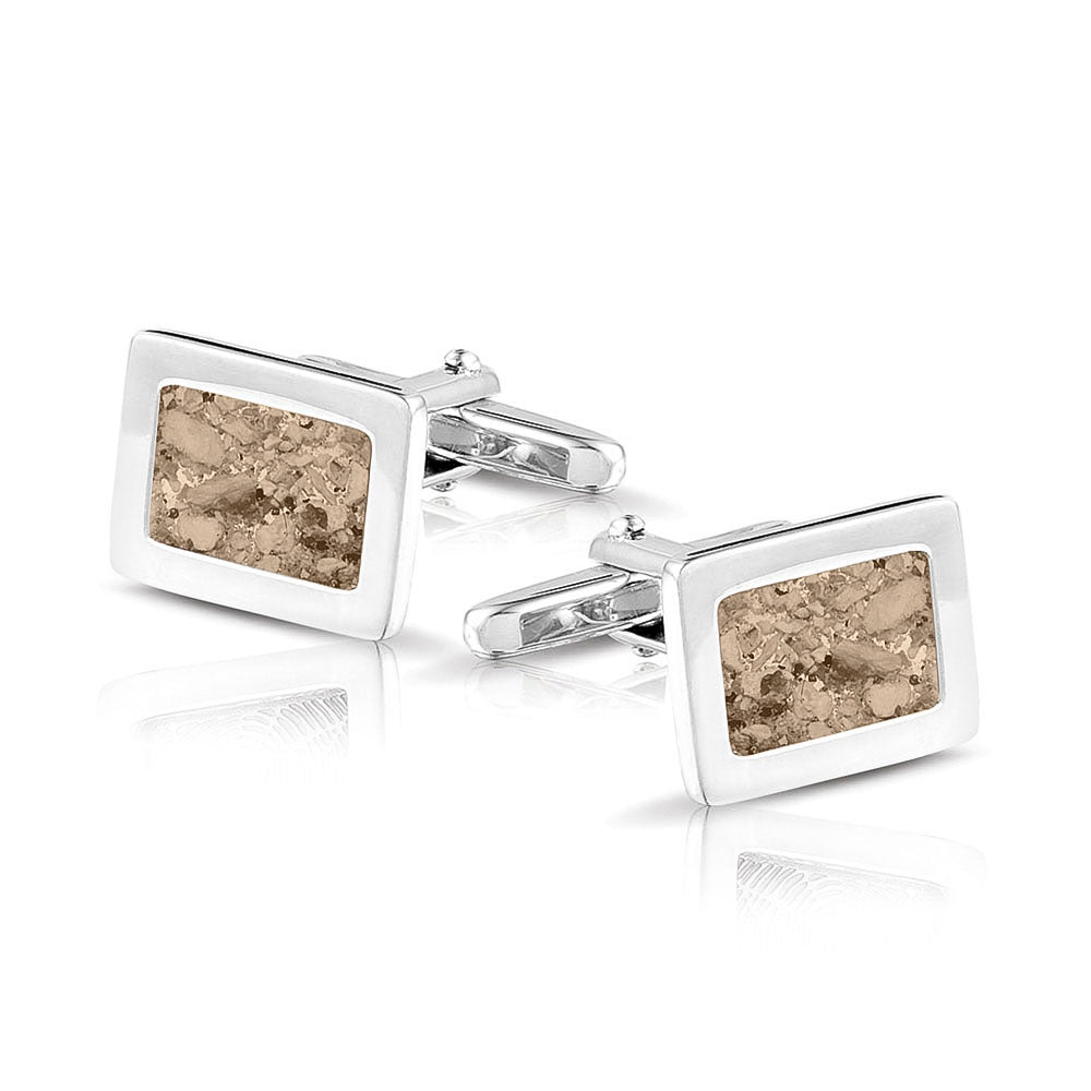 Rectangular Cufflinks in Transparent - Silver memorial jewellery